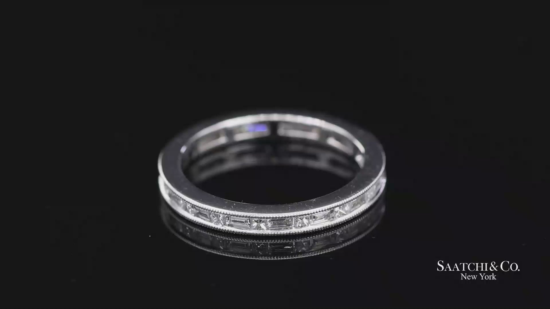 18K(750) Solid White Gold Natural Diamond Handmade Milgrain Band Ring