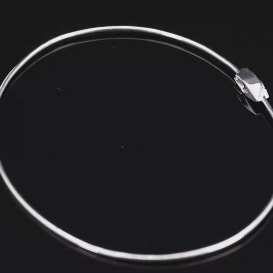 18K(750) Solid White Gold Natural Diamond Marquise Shape Bangle Bracelet