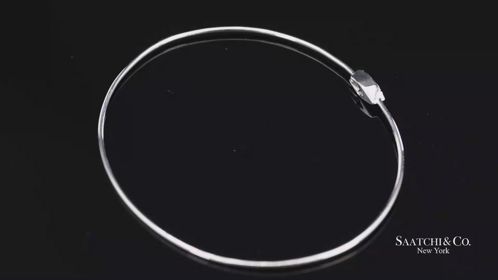 18K(750) Solid White Gold Natural Diamond Marquise Shape Bangle Bracelet