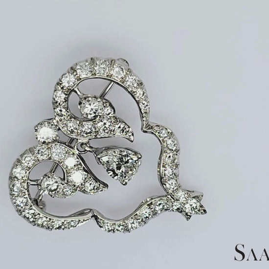 GIA certified 0.98 Ct Natural Diamond: Brooch/ Pin, 18K (750) Gold