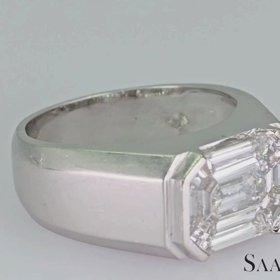 18K(750) White Gold -  LAB Created Diamond Illusion Setting Emerald Shape: Ring