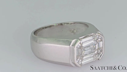 18K(750) White Gold -  LAB Created Diamond Illusion Setting Emerald Shape: Ring