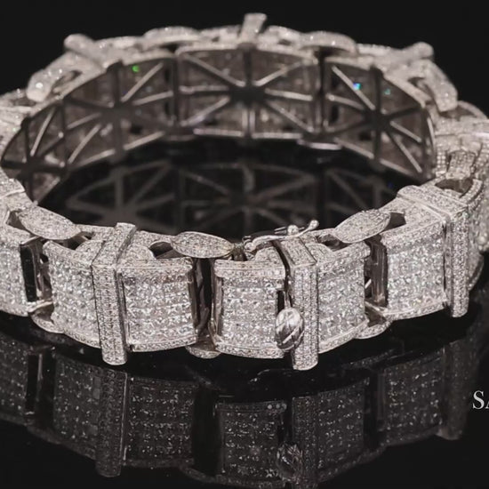 14K (585) White Gold 102.5 Grams Natural Diamond 14 Ct: Bracelet