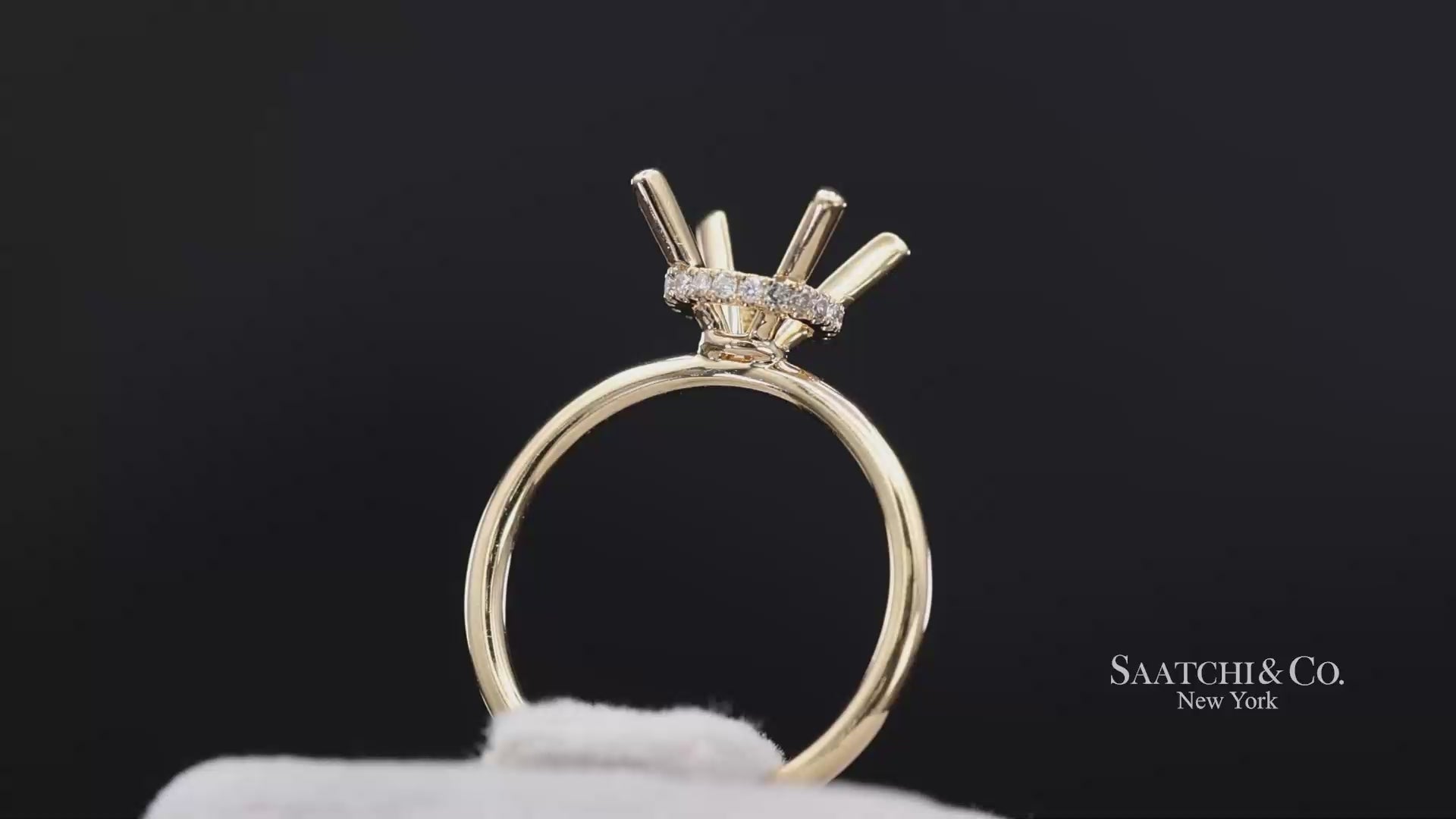 18K (750) Yellow Gold Natural Brilliant Diamond Semi Mount Ring Size 6