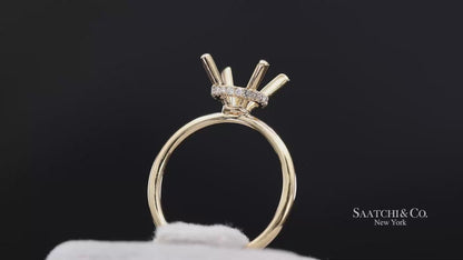 18K (750) Yellow Gold Natural Brilliant Diamond Semi Mount Ring Size 6