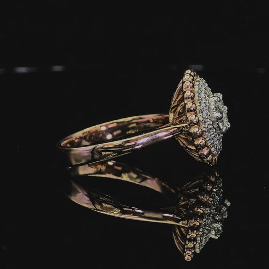 Natural Diamond Ring 18K White Rose Gold (750) Two Tone