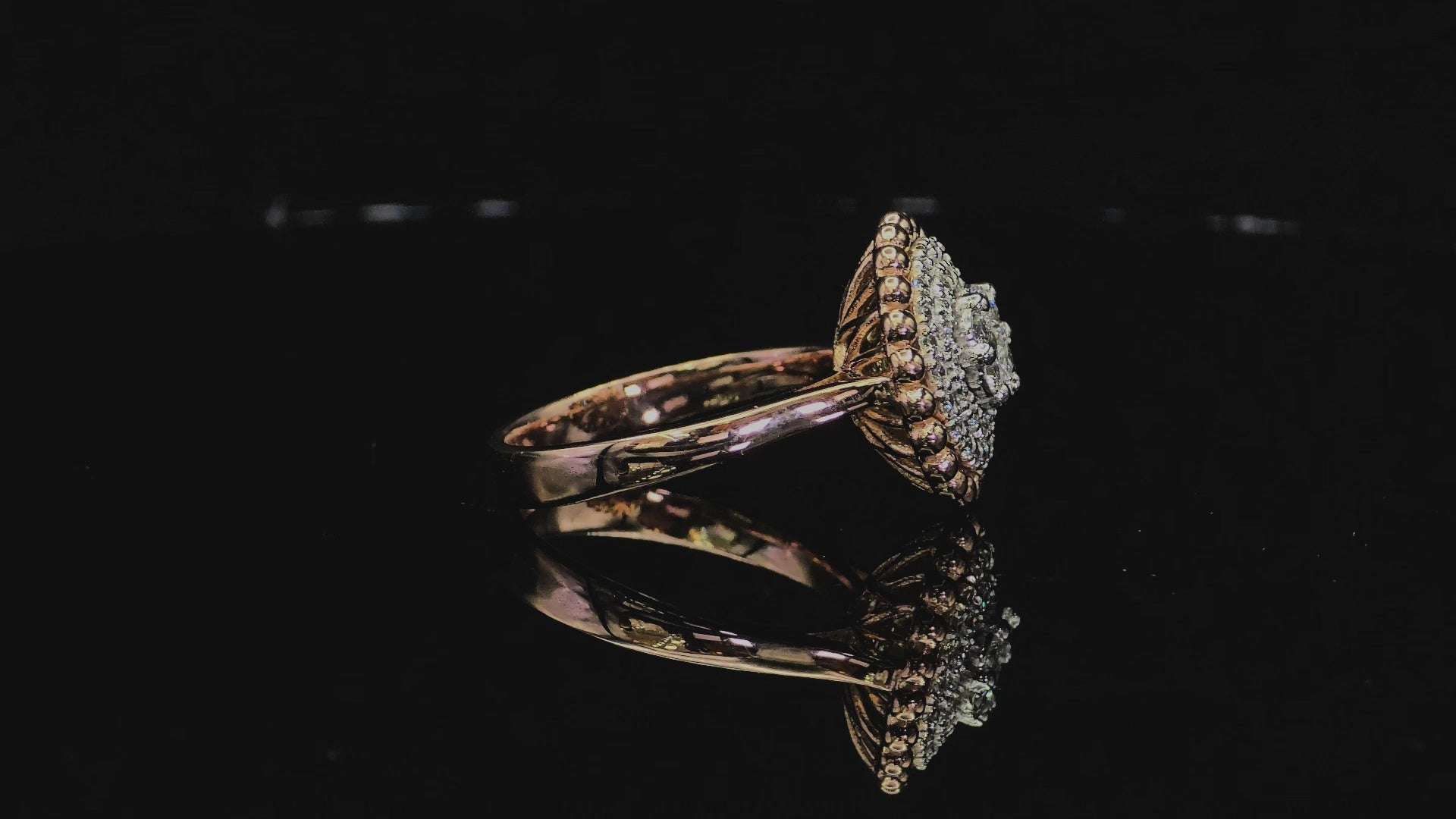 Natural Diamond Ring 18K White Rose Gold (750) Two Tone