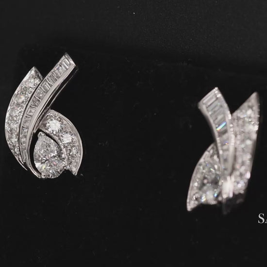 Platinum 950 Natural White Diamond Fancy Luxe Earring
