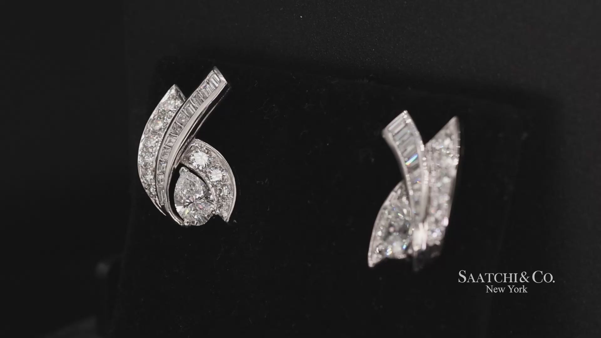 Platinum 950 Natural White Diamond Fancy Luxe Earring