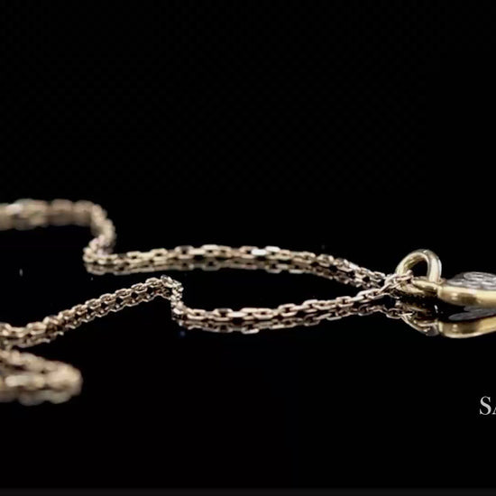 18K Natural Diamond Heart Shape Pendant with 14K Yellow Gold Chain