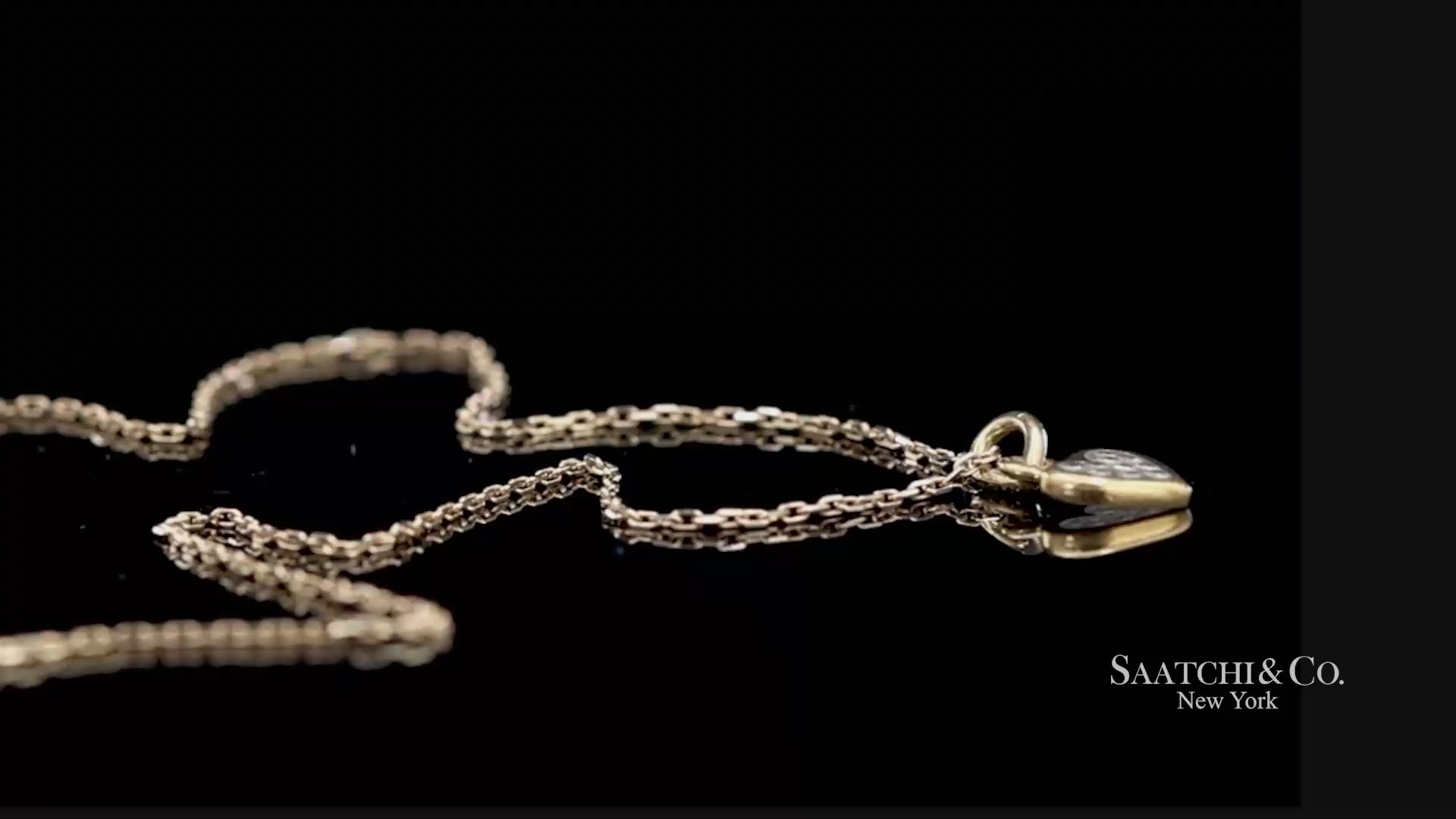 18K Natural Diamond Heart Shape Pendant with 14K Yellow Gold Chain