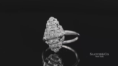 Vintage Platinum (950) Natural Diamond Old Cut Ring