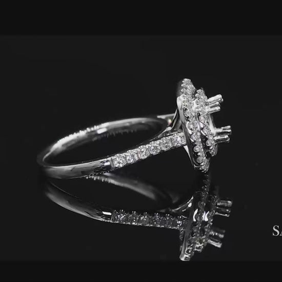 Platinum 950 Natural Brilliant Diamond Mounting Ring Size 6.5