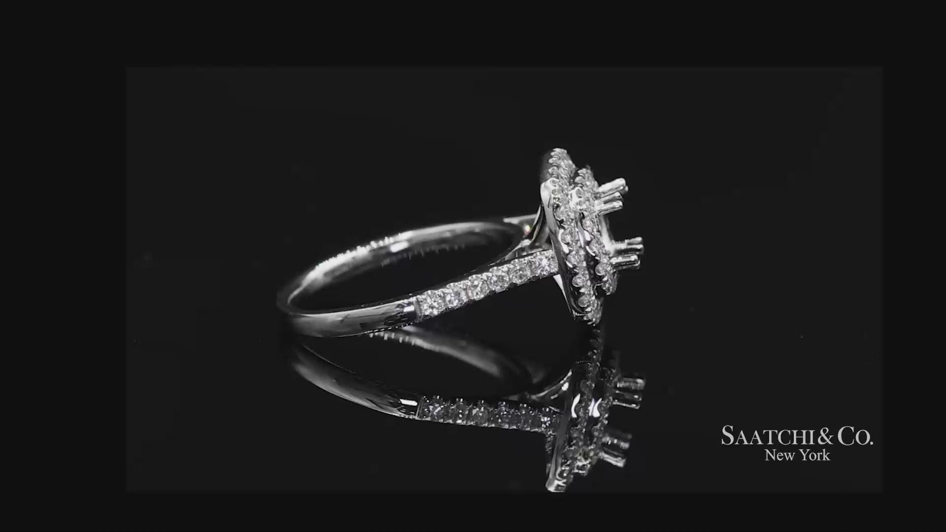 Platinum 950 Natural Brilliant Diamond Mounting Ring Size 6.5