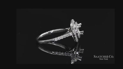 Platinum 950 Natural Brilliant Diamond Mounting Ring Size 6.5