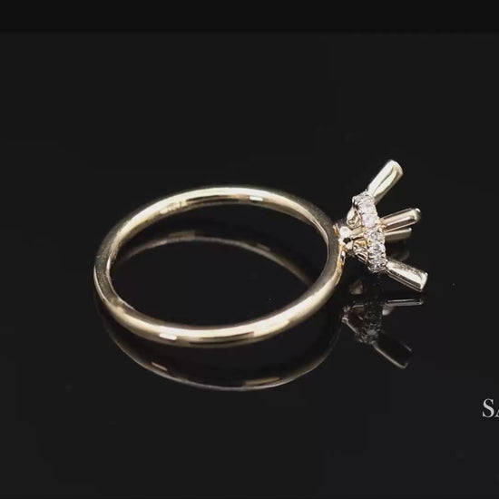 18K(750) Yellow Gold Natural Brilliant Diamond Mounting Ring