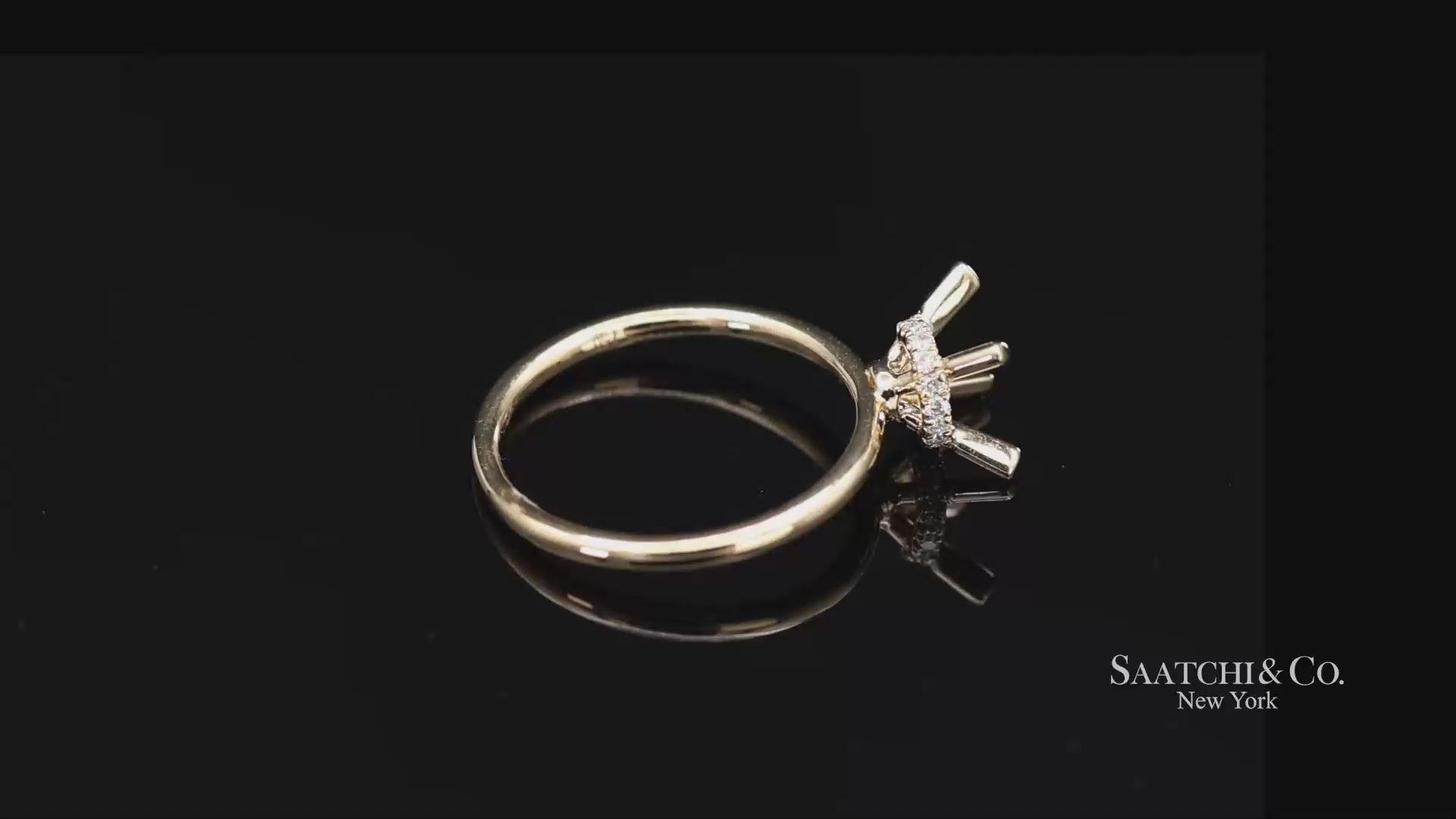 18K(750) Yellow Gold Natural Brilliant Diamond Mounting Ring