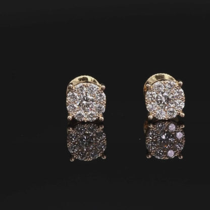 Round Cut Diamond Cluster Stud Earrings