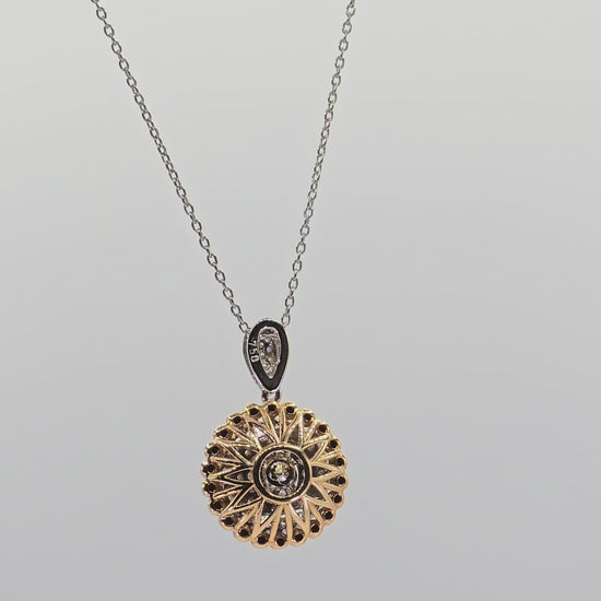 Natural Diamond Necklace 18K White Rose Gold (750) Two Tone
