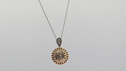 Natural Diamond Necklace 18K White Rose Gold (750) Two Tone