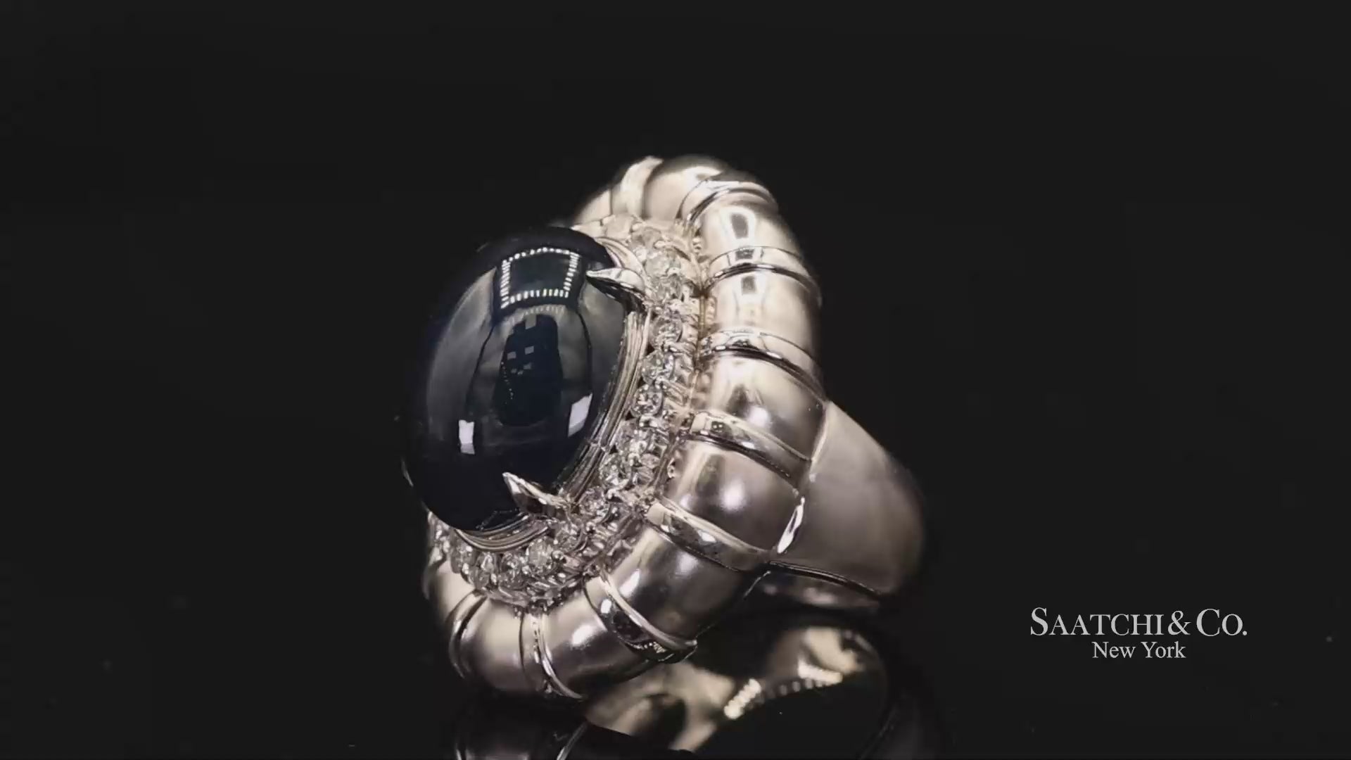 Platinum Blue Sapphire Natural Diamond Ring Women's Size 6 Cocktail Glam