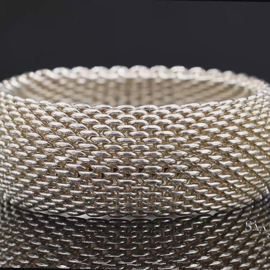 Tiffany & Co. Sterling Silver Somerset Mesh Wide Bangle Bracelet