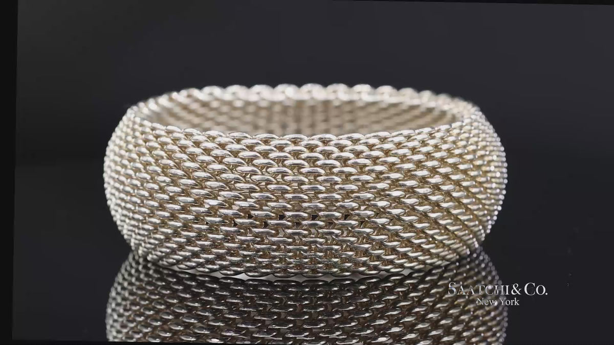Tiffany & Co. Sterling Silver Somerset Mesh Wide Bangle Bracelet