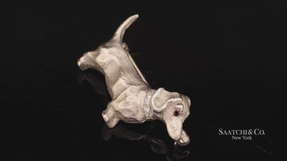 14k (585) White Gold Dachshund dog Brooch / Pin