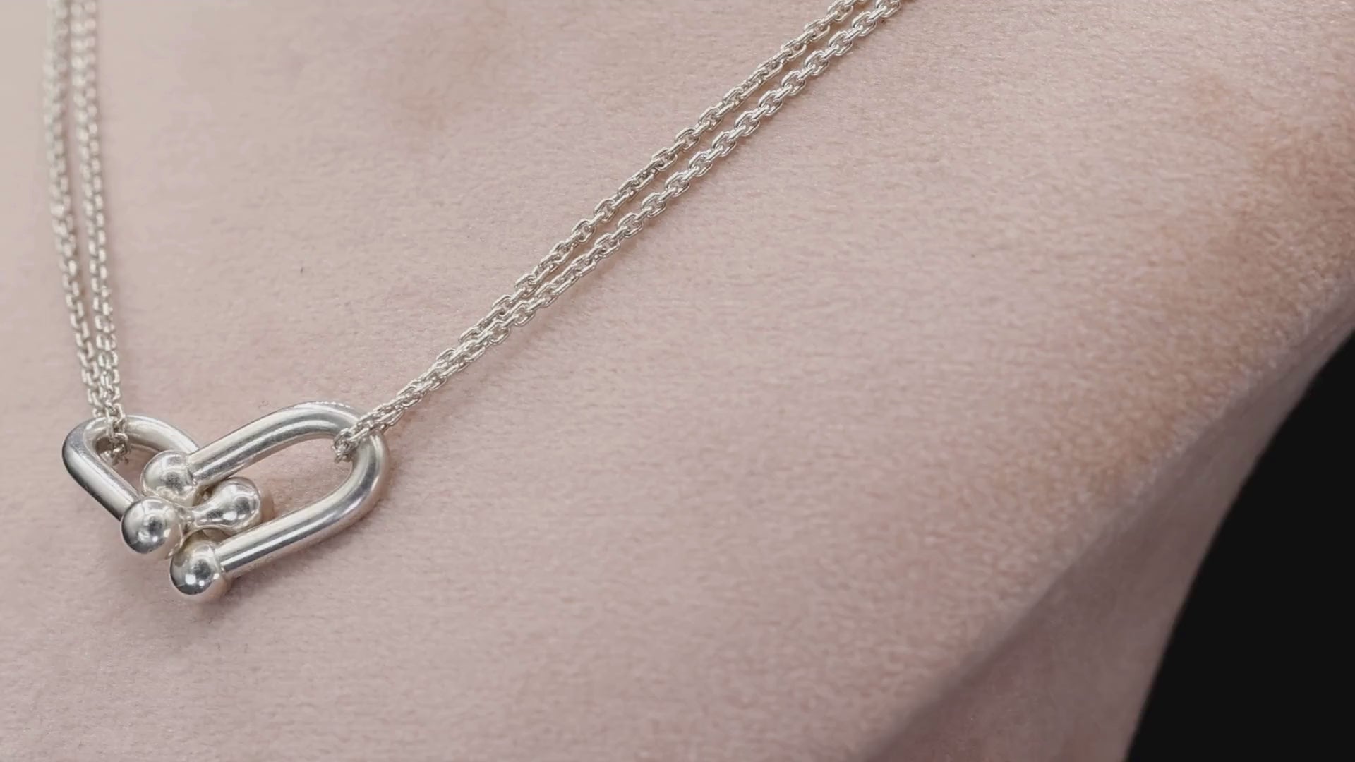 Tiffany & Co. Hardware Large Double Link Pendant Necklace Sterling Silver