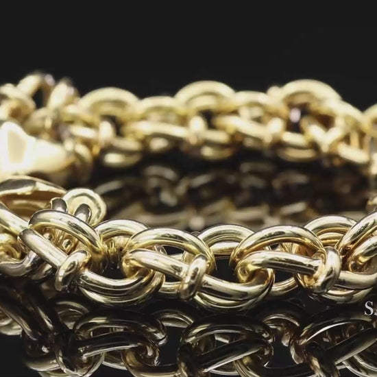18K(750) Solid Yellow Gold Byzantine Chain Bracelet
