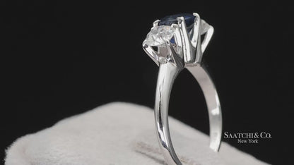 18k (750) White Gold Natural Sapphire and Diamond Ring Size 5