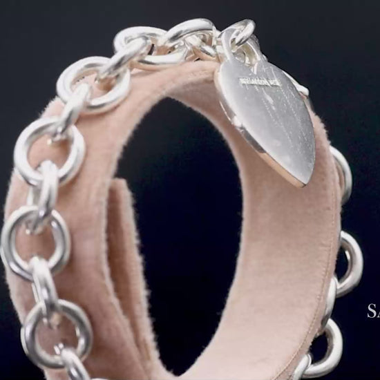 Tiffany & Co. 925 Sterling Silver Heart Charm Cable Chain Bracelet