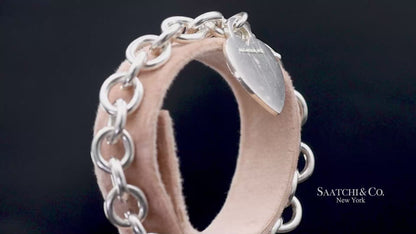 Tiffany & Co. 925 Sterling Silver Heart Charm Cable Chain Bracelet