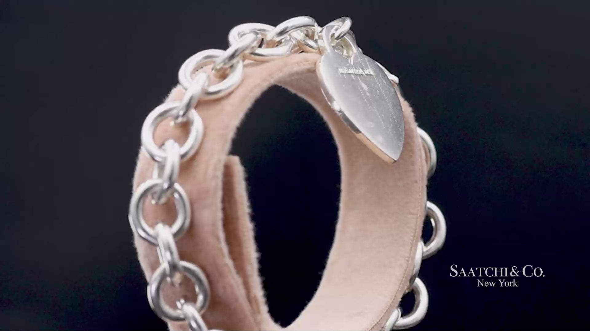 Tiffany & Co. 925 Sterling Silver Heart Charm Cable Chain Bracelet