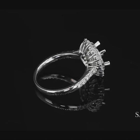 Platinum 950 Natural Brilliant Diamond Mounting Ring Size 6.5