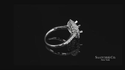 Platinum 950 Natural Brilliant Diamond Mounting Ring Size 6.5