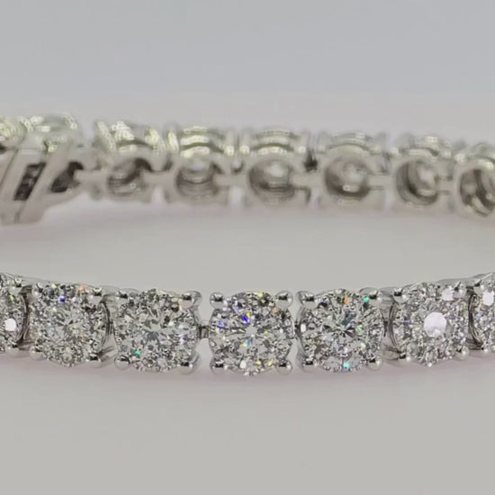 6 Ct Natural White Diamond in 18K (750) White Gold Tennis Bracelet