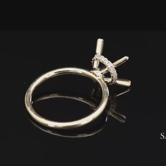 18K(750) Yellow Gold Natural Brilliant Diamond Mounting Ring