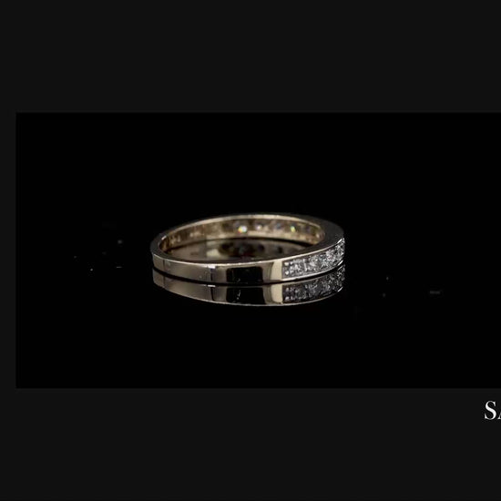 14K 585 Solid Yellow Gold Natural Diamond Band Ring
