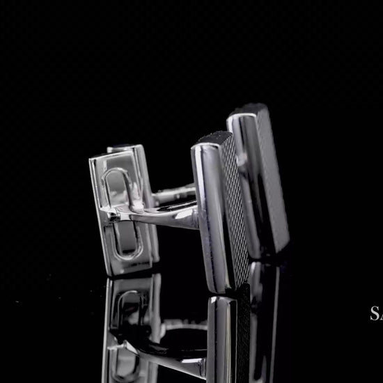 Asprey London 18K(750) Solid White Gold Classic Rectangular Crosshatch Cufflinks