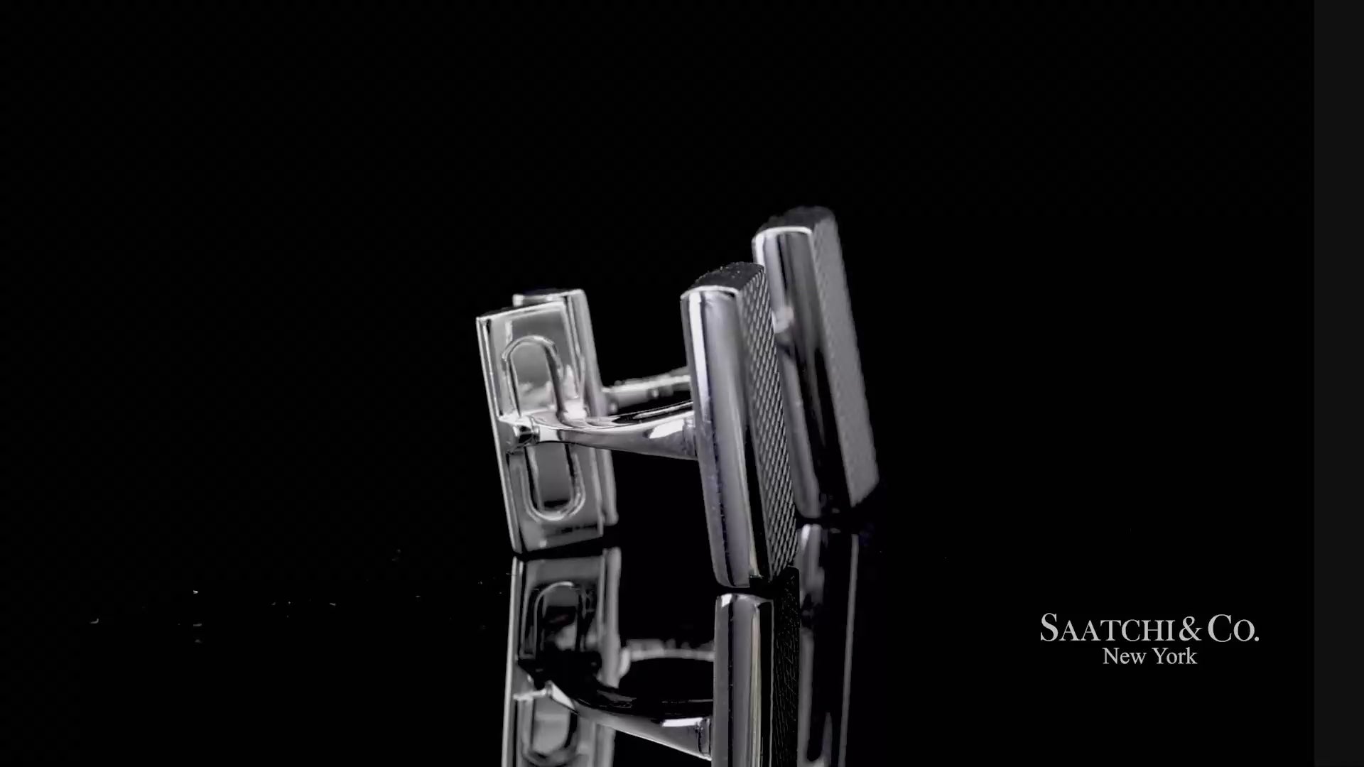 Asprey London 18K(750) Solid White Gold Classic Rectangular Crosshatch Cufflinks