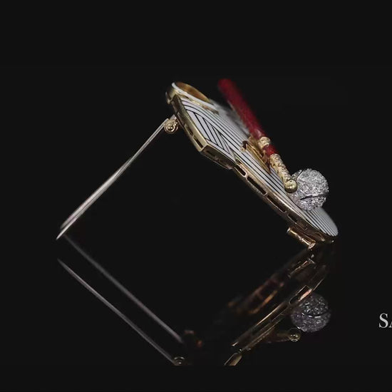 Dodgers Baseball Brooch Pin Pendant 18k Gold Diamond Enamel Sports