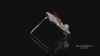 Dodgers Baseball Brooch Pin Pendant 18k Gold Diamond Enamel Sports