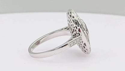 18K (750) White Gold Natural White VVS Diamond & Ruby Ring Size 7