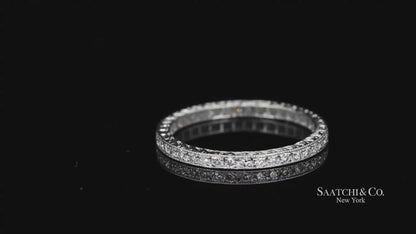 18K (750) White Gold Natural Diamond Engraved Band Ring