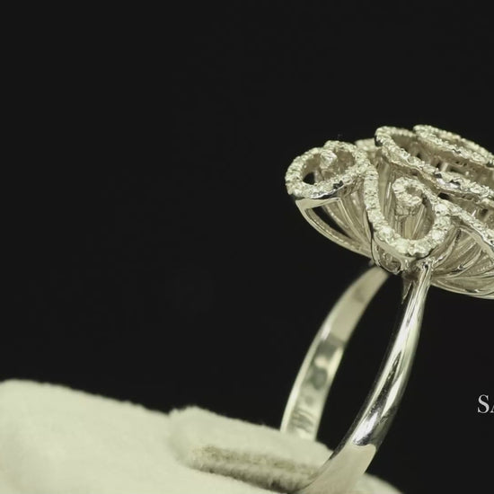 14k(585) White Gold  Natural Diamond Ring Size 7