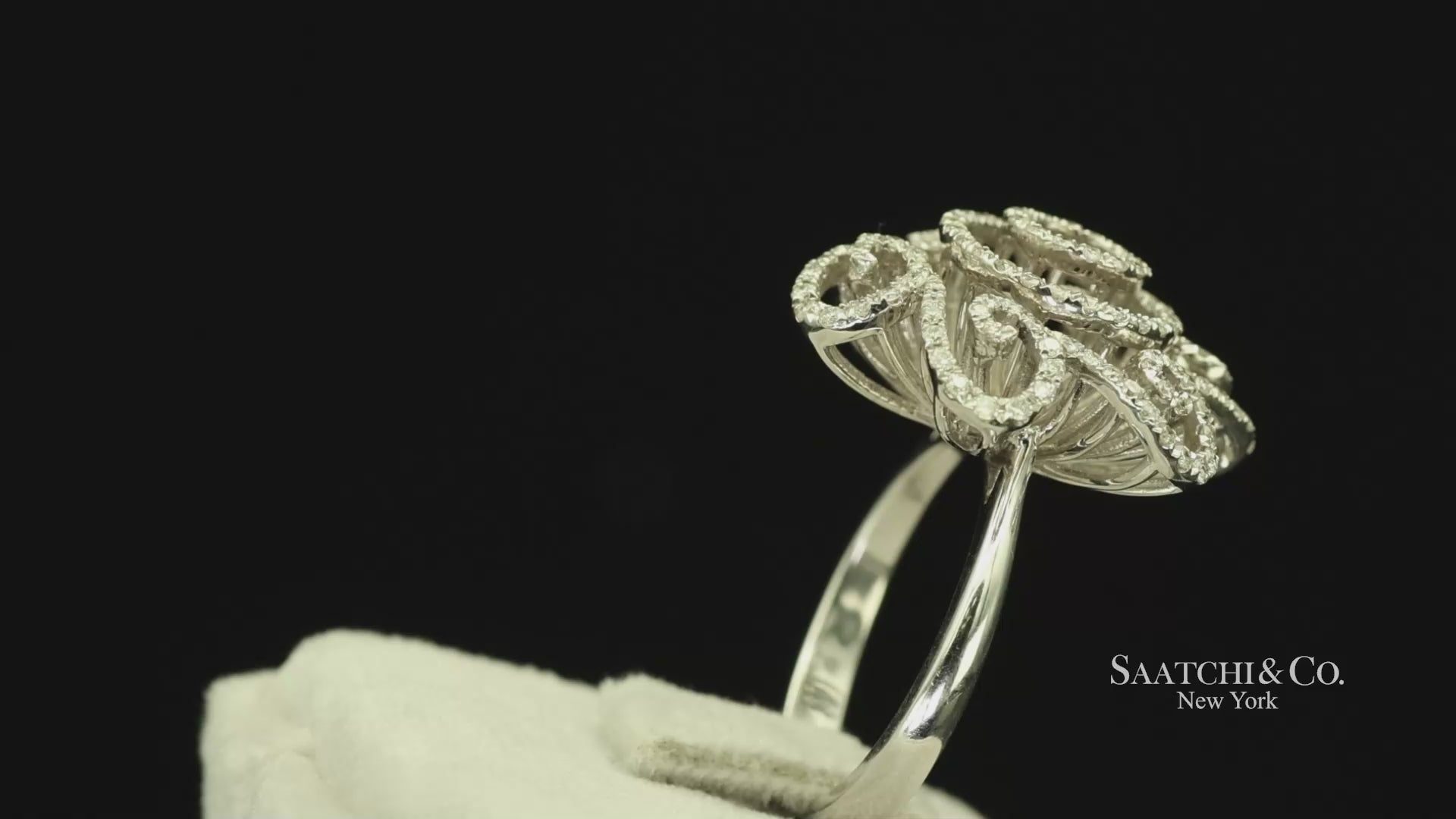 14k(585) White Gold  Natural Diamond Ring Size 7