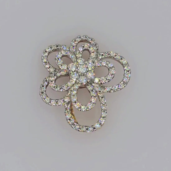 18k (750) Yellow Gold Natural VVS Diamond Brooch / Pin