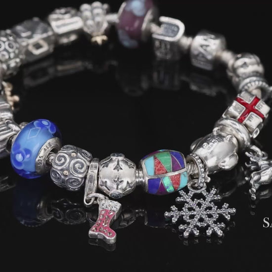 Pandora Charm Bracelet 925 Sterling Silver Womens 8in Vintage Authentic Lot