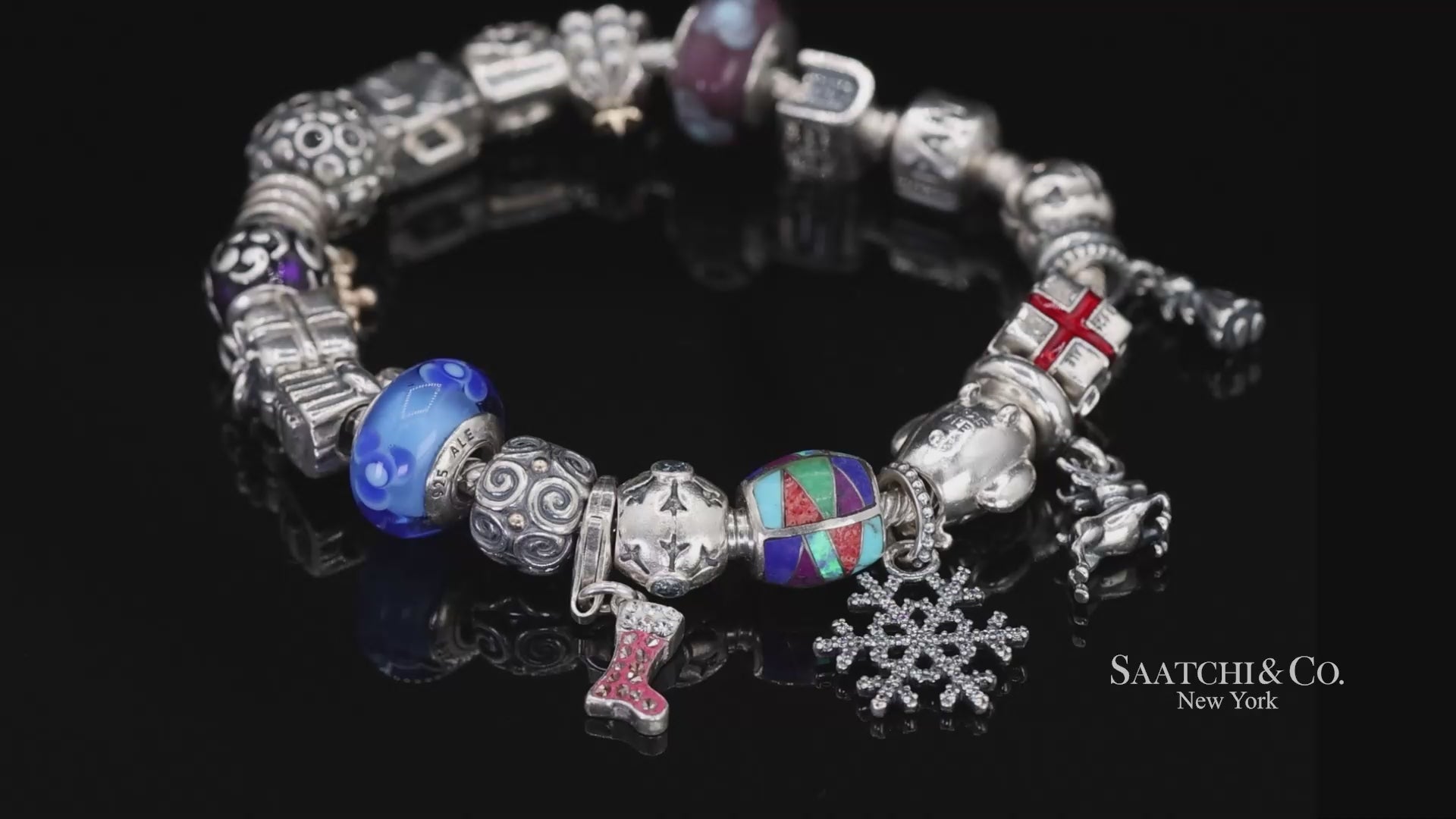 Pandora Charm Bracelet 925 Sterling Silver Womens 8in Vintage Authentic Lot